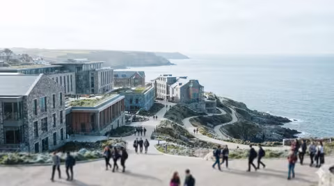 Coastal campus overlook, wide hero — Landing page imagery, admissions/home.