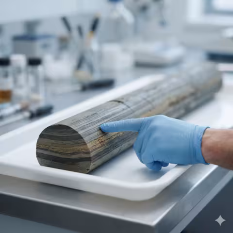 Sediment core detail, macro — Course imagery, geoscience.